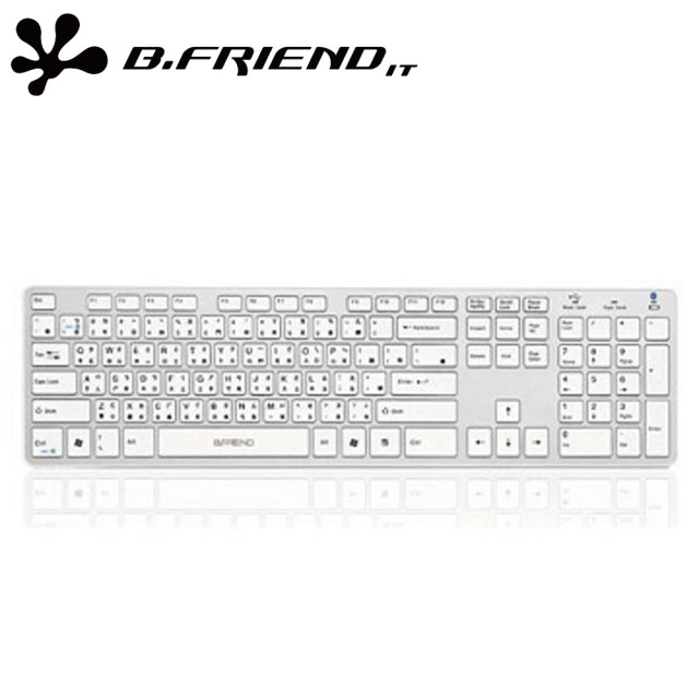 B.FRIEND KB-1430 剪刀腳靜音有線鍵盤(注音)-銀色
