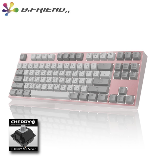 B.Friend MK6A 全鋁機械Cherry 青軸鍵盤-粉紅色